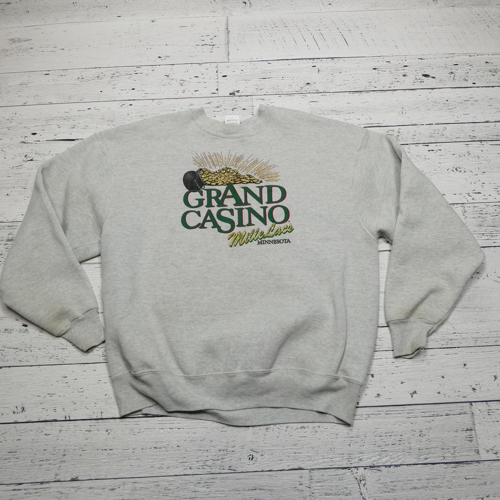 Vintage Grand Casino Sweatshirt Mens L Mille Lacs‎ Minnesota Crewneck 90s USA